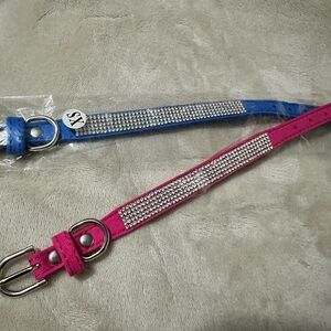 1 Pink/1 Blue Rhinestone dog collar never used.